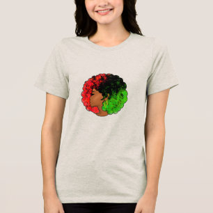I am black history pan African flag afro women red Tri-Blend Shirt