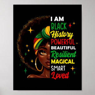 I Am Black History Powerful Women Girls Black Hist Poster