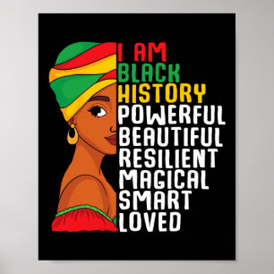 I Am Black History Powerful Women Girls Black Hist Poster