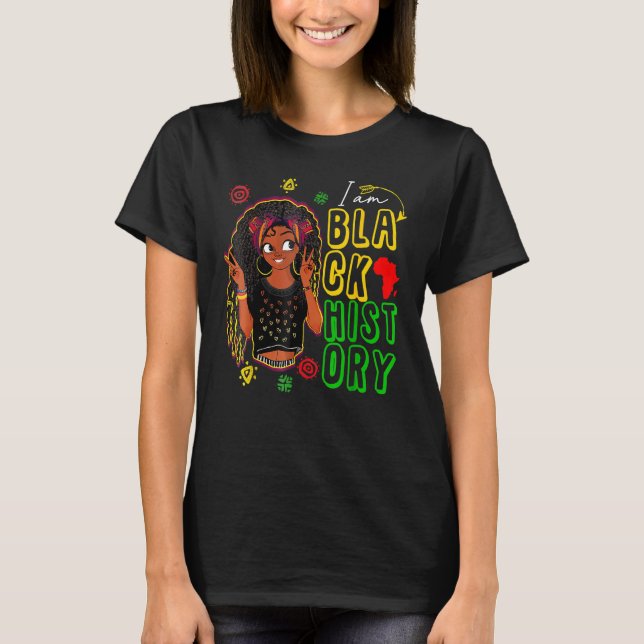 I Am Black History Queen Melanin Afro African Prid T-Shirt (Front)