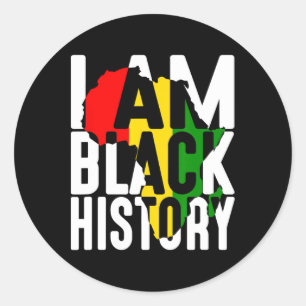 I Am Black History With Map Of Africa - Black Empo Classic Round Sticker