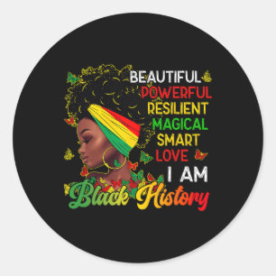 I Am Black History Women Black History Month Celeb Classic Round Sticker