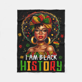 I Am Black History Women Girl Black History Month Fleece Blanket