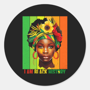 I Am Black History Women Girls Black Queen Month H Classic Round Sticker
