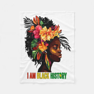 I Am Black History Women Girls Black Queen Month H Fleece Blanket