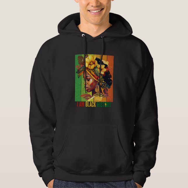 I AM BLACK HISTORY Women Girls Black Queen Month H Hoodie (Front)