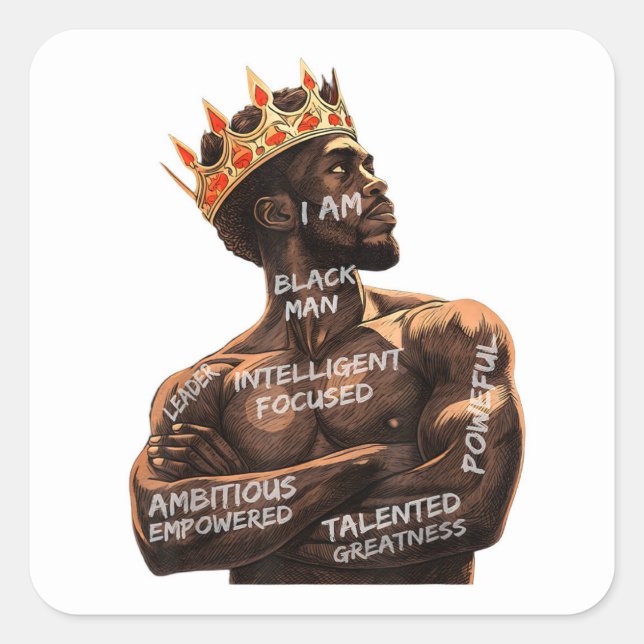 I am Black Man Square Sticker (Front)