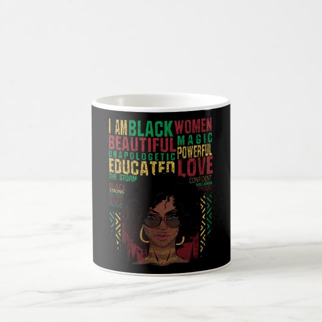I Am Black Woman Beautiful Powerful Black History Coffee Mug (Center)