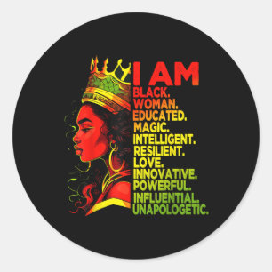 I Am Black Woman Black History Month African Ameri Classic Round Sticker