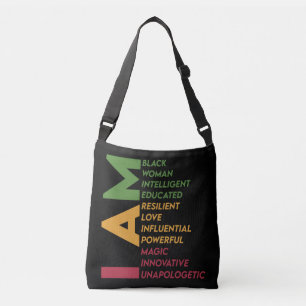 I Am Black Woman Black History Month Button Crossbody Bag