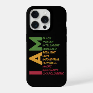 I Am Black Woman Black History Month Button iPhone 15 Pro Case