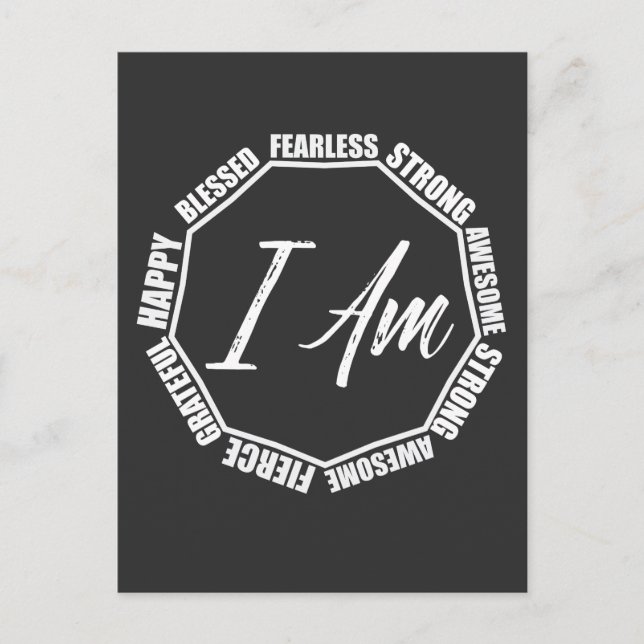 I am Blessed Fearless Awesome Kindness Saying Postcard (Front)