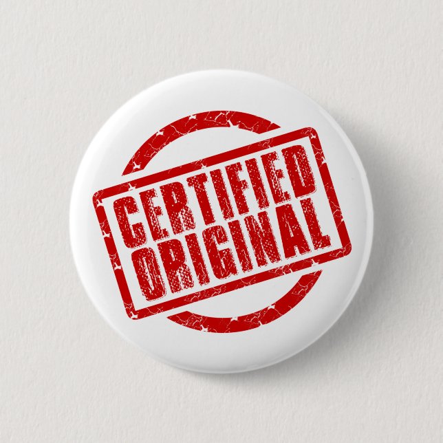 I' am certified original  6 cm round badge (Front)
