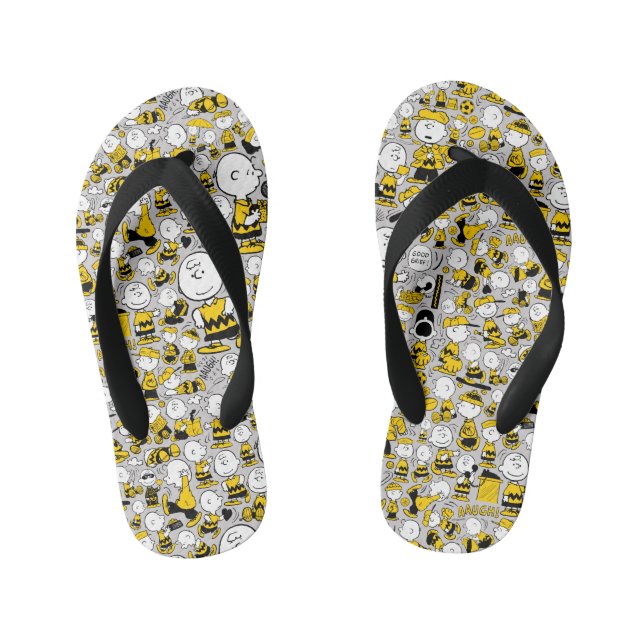 I Am Charlie Brown Pattern Kid's Thongs (Footbed)