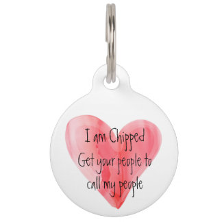 I am chipped Funny cute water colour micro-chipped Pet Tag