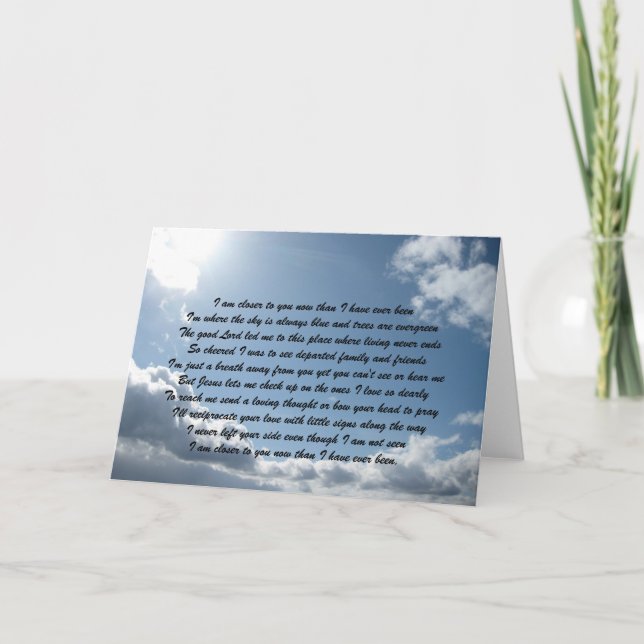 I am closer to you now than I have ev... Card (Front)