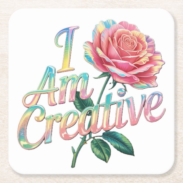 I Am Creative Pink Rose Coaster Set (Front)