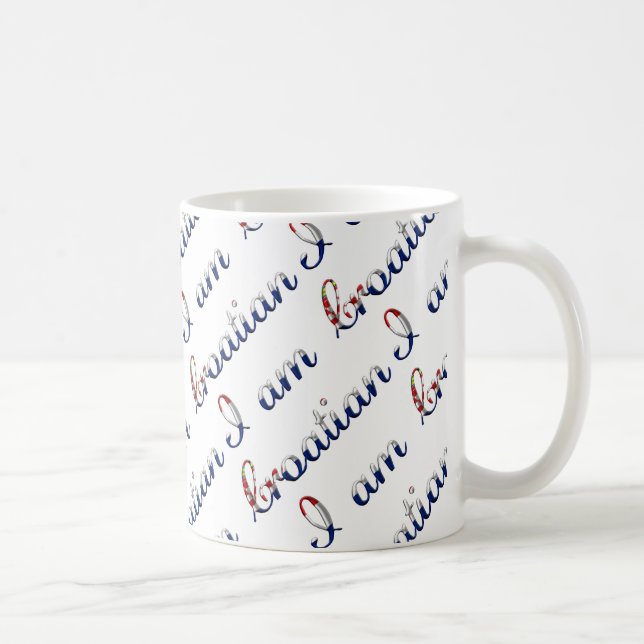 I am Croatian Country Pride Typography Pattern Coffee Mug (Right)