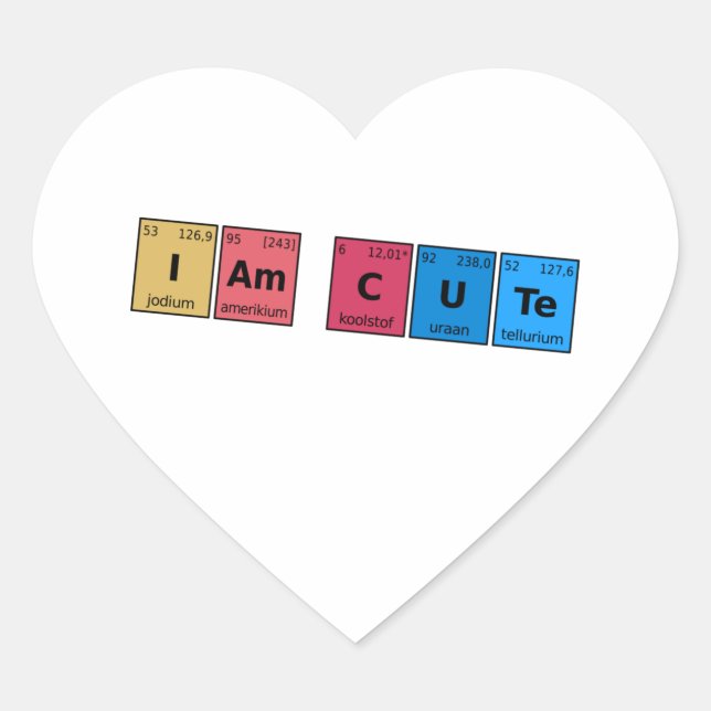 I am Cute Periodic Table Heart Sticker (Front)