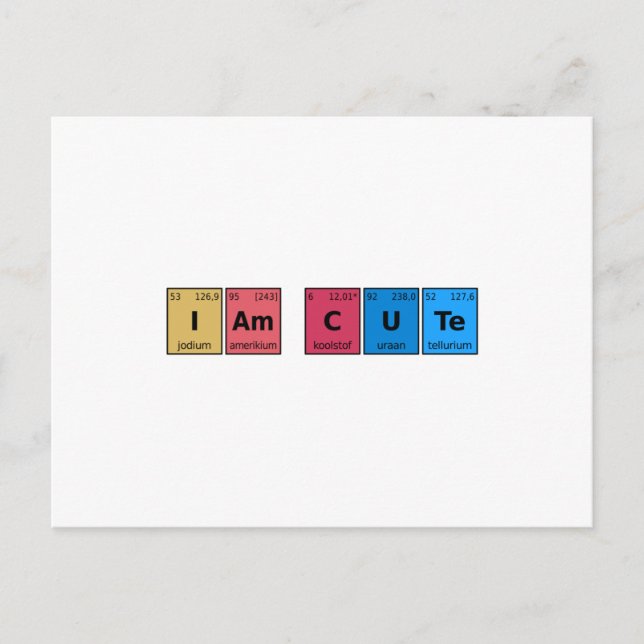 I am Cute Periodic Table Postcard (Front)