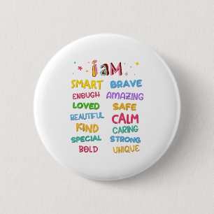 I Am Daily Affirmation Colorful Christian Kids Tod 6 Cm Round Badge