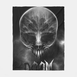 I Am Doom Fractal Skull Fleece Blanket