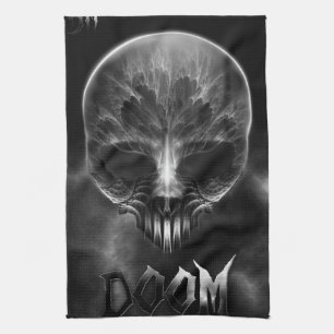 I Am Doom Fractal Skull Tea Towel