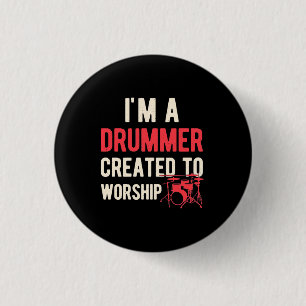 I Am Drummer Created To Worship 3 Cm Round Badge