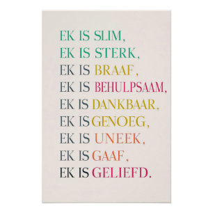 I Am Enough Affirmation Poster (Dutch)