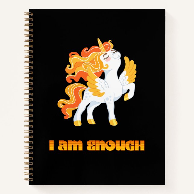 I AM Enough unicorn 1 journal notebook (Front)