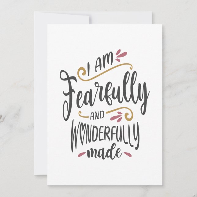 I am Fearfully and Wonderfully Made - Christian Thank You Card (Front)