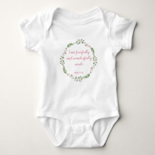 I am fearfully & wonderfully made Pink Wreath Baby Bodysuit