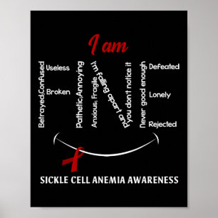 I Am Fine Sickle Cell Anaemia Awareness Ribbon Bur Poster