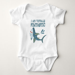 I am fintastic baby cartoon shark boys  bodysuit