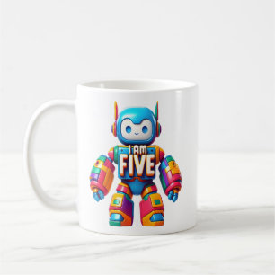 I Am Five Robot for Kids 5th Birthday Tech Robotic Coffee Mug