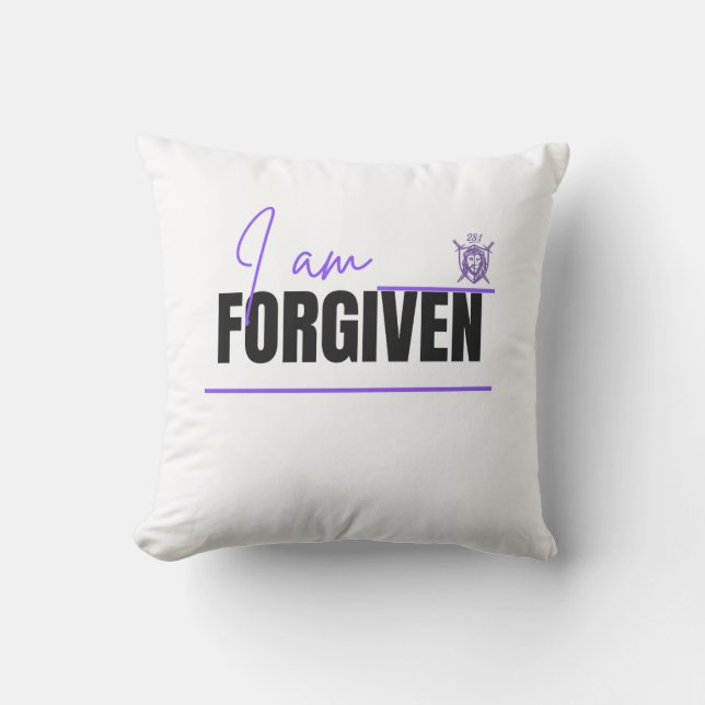 I Am Forgiven Christian Throw Pillow (Front)