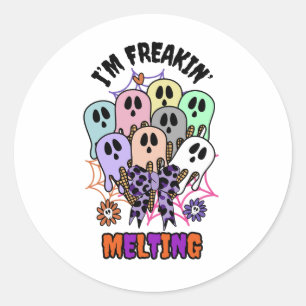 I am freakin' melting Halloween Ice cream Ghosts Classic Round Sticker