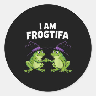 I Am Frogtifa Funny Frog Witch Hat Halloween  Classic Round Sticker
