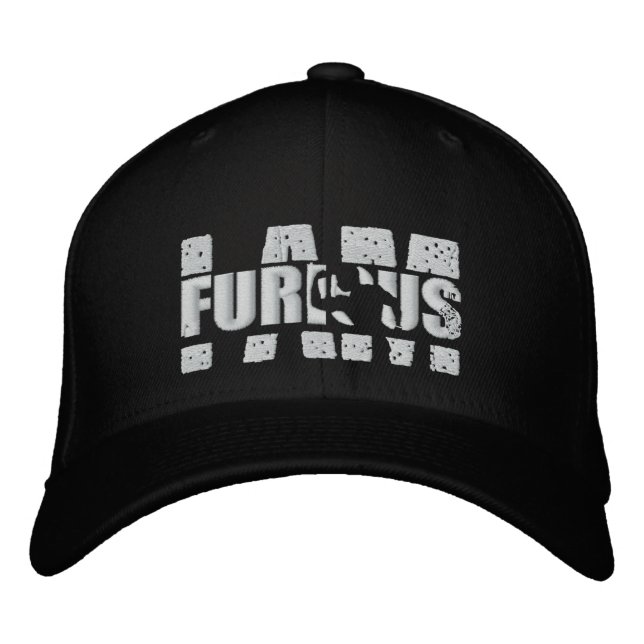 I AM FURIOUS White Logo Wool Stretch Cap (Front)