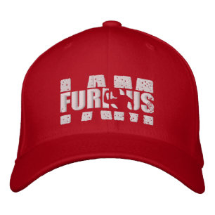 I AM FURIOUS White Logo Wool Stretch Red Cap