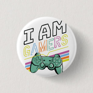 I Am Gamers – Retro Neon Gaming Design 3 Cm Round Badge