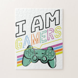 I Am Gamers – Retro Neon Gaming Design Jigsaw Puzzle