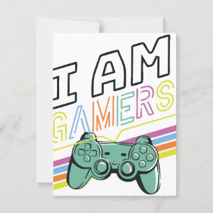 I Am Gamers – Retro Neon Gaming Design Postcard