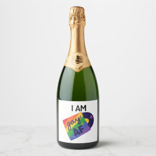 I Am Gay AF Funny LGBT Pride Month Sparkling Wine Label