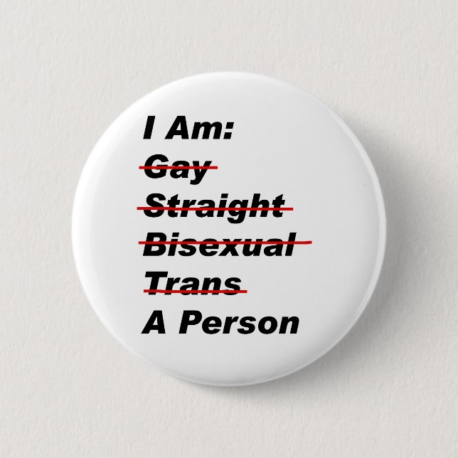 I Am Gay, Straight, Bisexual, Trans, A Person 6 Cm Round Badge (Front)