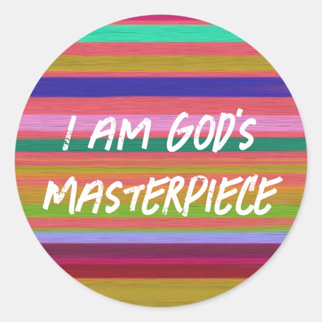 I Am God’s Masterpiece Ephesians Quote Classic Round Sticker (Front)