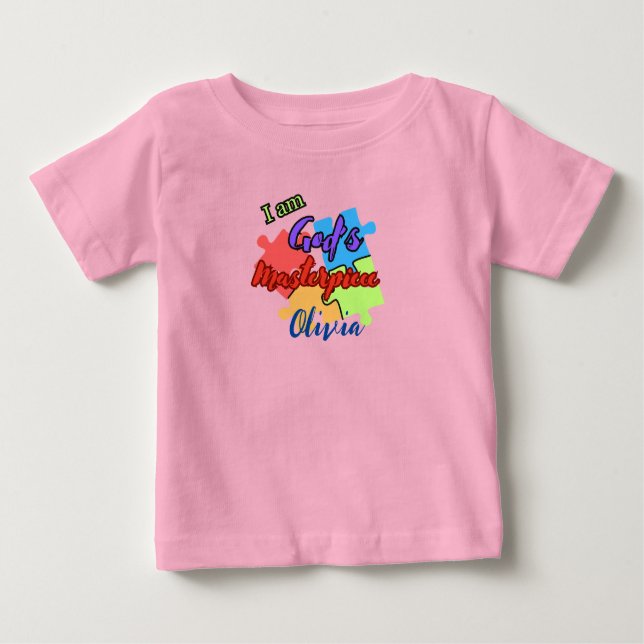  I Am God's Masterpiece personalised baby t-shirt (Front)