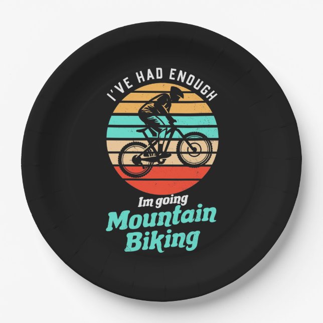 I Am Going Mountain Biking Paper Plate (Front)