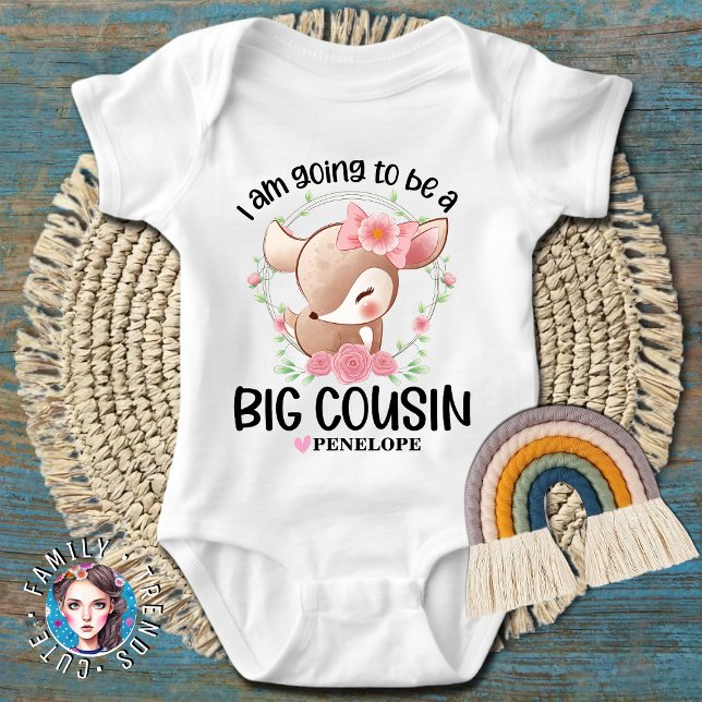I am Going to be a Big Cousin Cute Fawn Baby Bodysuit (Creator Uploaded)