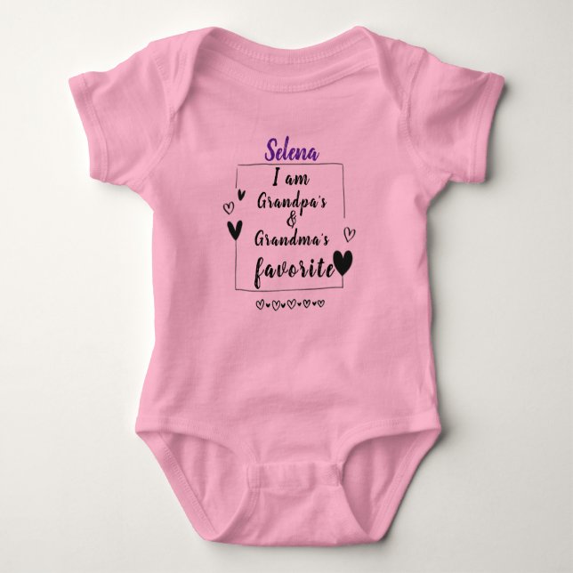 "I Am Grandpa's and Grandma's Favourite"  Baby Bodysuit (Front)